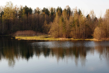 Fototapeta premium Landscape lakes and forests of Northern nature. Wild nature on a Sunny day.