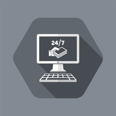 Full time 24/7 payment service - Vector flat icon