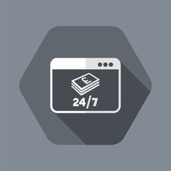 Obraz premium Online banking service 24/7 - Sterling - Vector flat icon