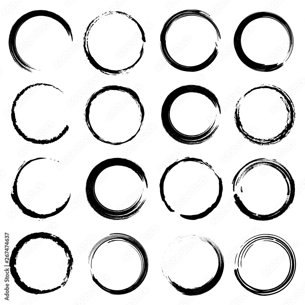 Poster grunge circles collection. grounge round shapes big set. vector