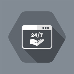 Computer assistance support 24/7 - Vector flat icon