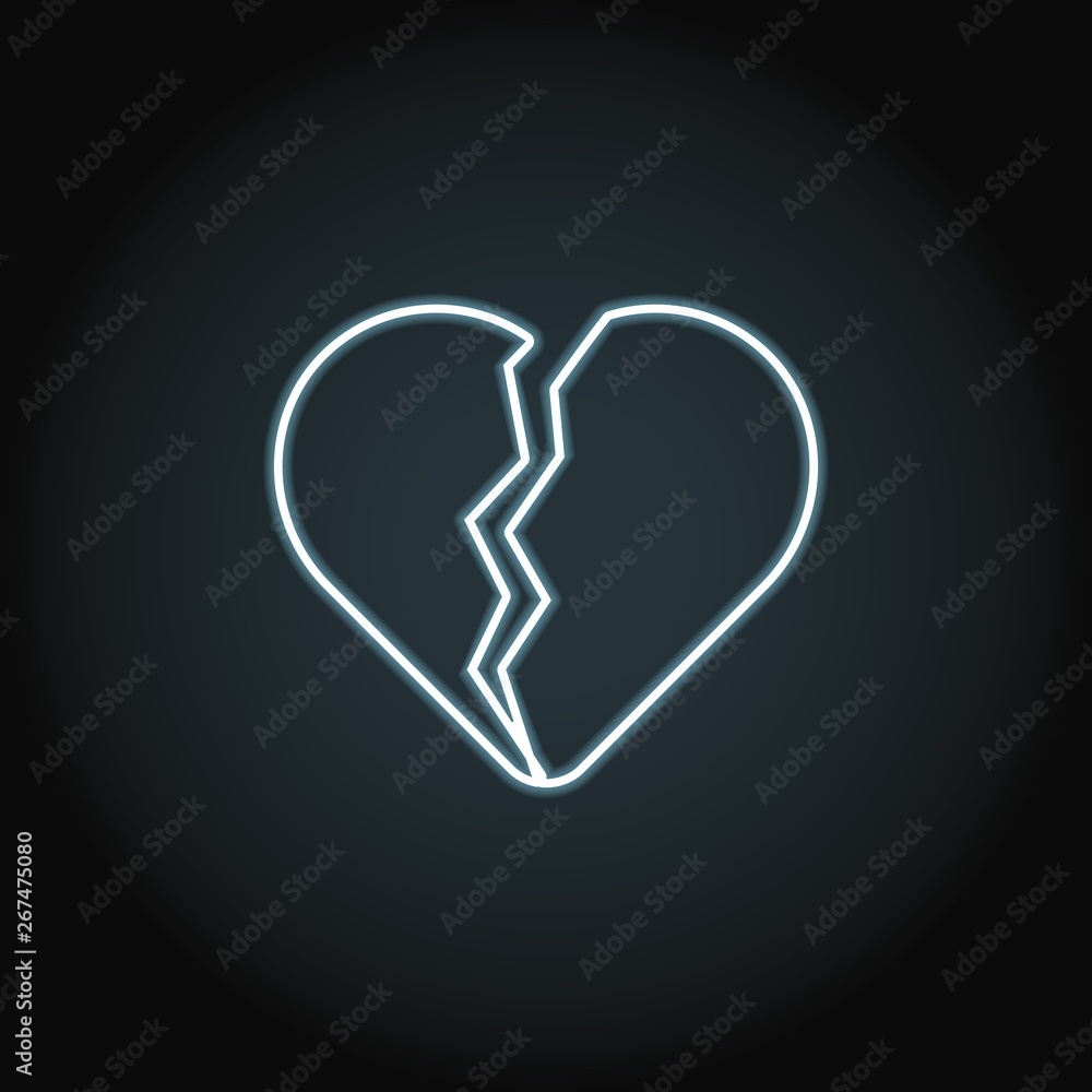 Aufkleber broken heart neon icon. simple thin line, outline vector of valentines day icons for ui and ux, webs