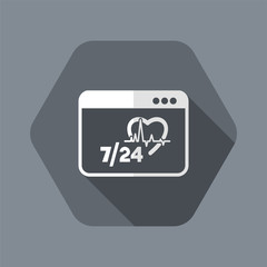 Online medical assistance 7/24 - Vector flat icon