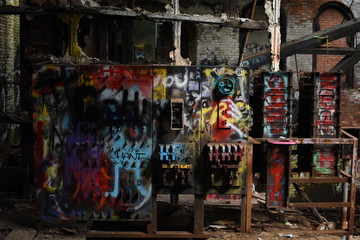 Abandoned building with graffiti  