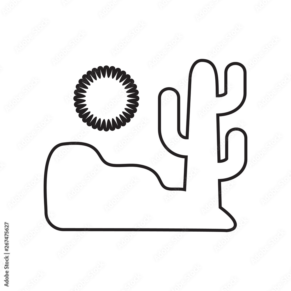 Poster desert and cactus icon. element of landscape for mobile concept and web apps icon. outline, thin lin
