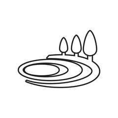 trees by the field icon. Element of Landscape for mobile concept and web apps icon. Outline, thin line icon for website design and development, app development