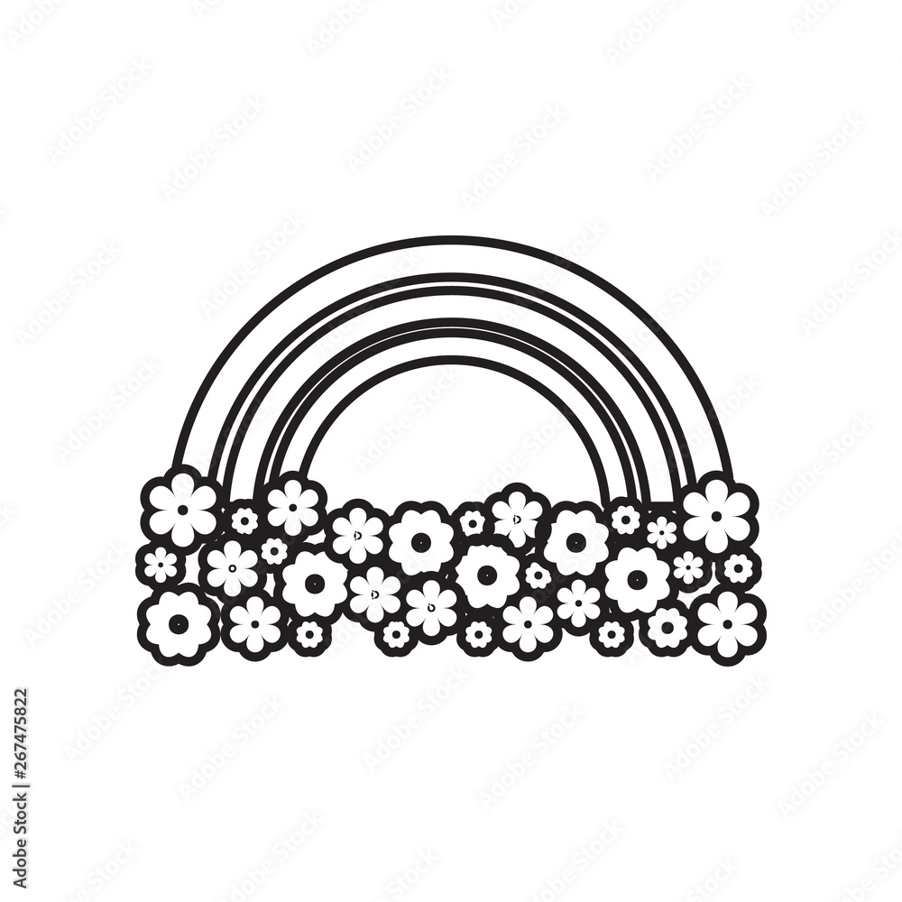 Poster rainbow and flowers icon. element of landscape for mobile concept and web apps icon. outline, thin l