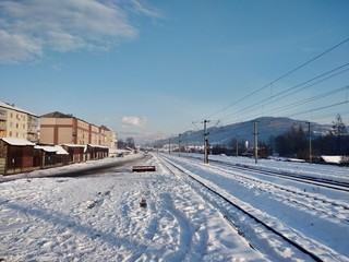 Temporada de invierno ciudad de Nasaud, Rumania, Transilvania.