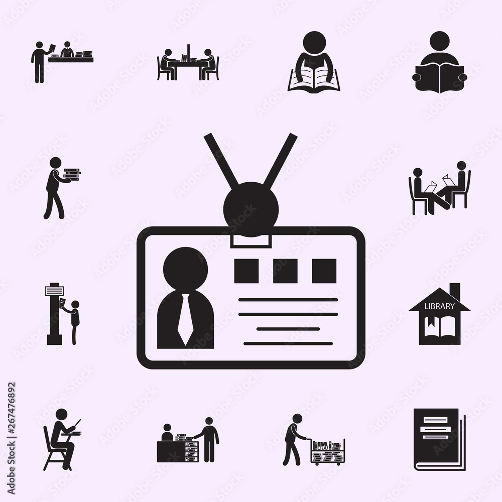 Poster pass card to the library icon. library icons universal set for web and mobile
