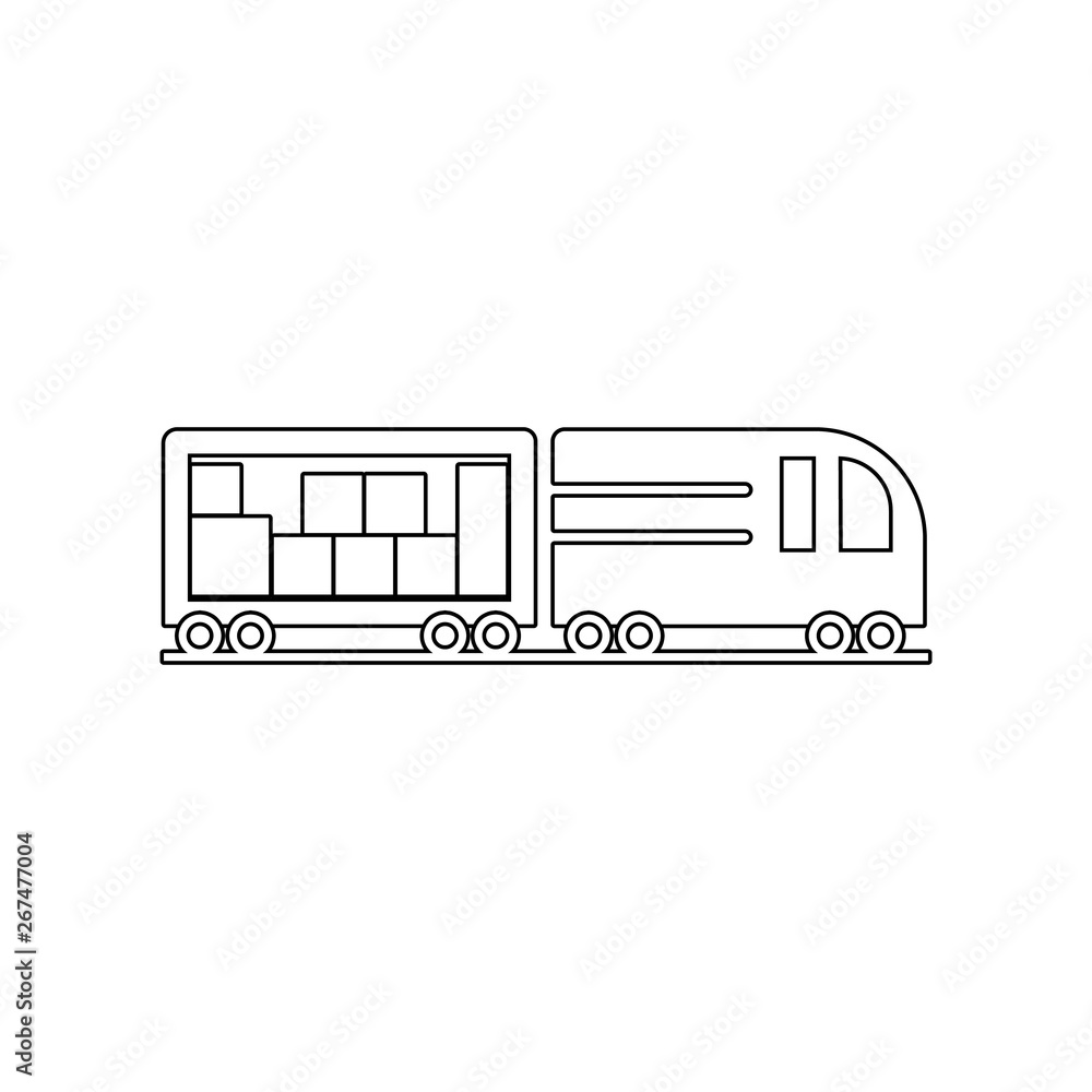 Poster trailer brings packing boxes icon. element of logistic for mobile concept and web apps icon. outline
