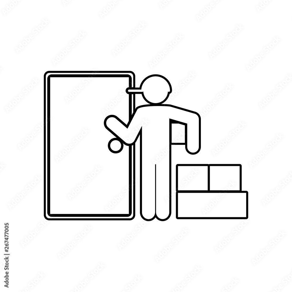 Poster the postman delivers mail boxes icon. element of logistic for mobile concept and web apps icon. outl