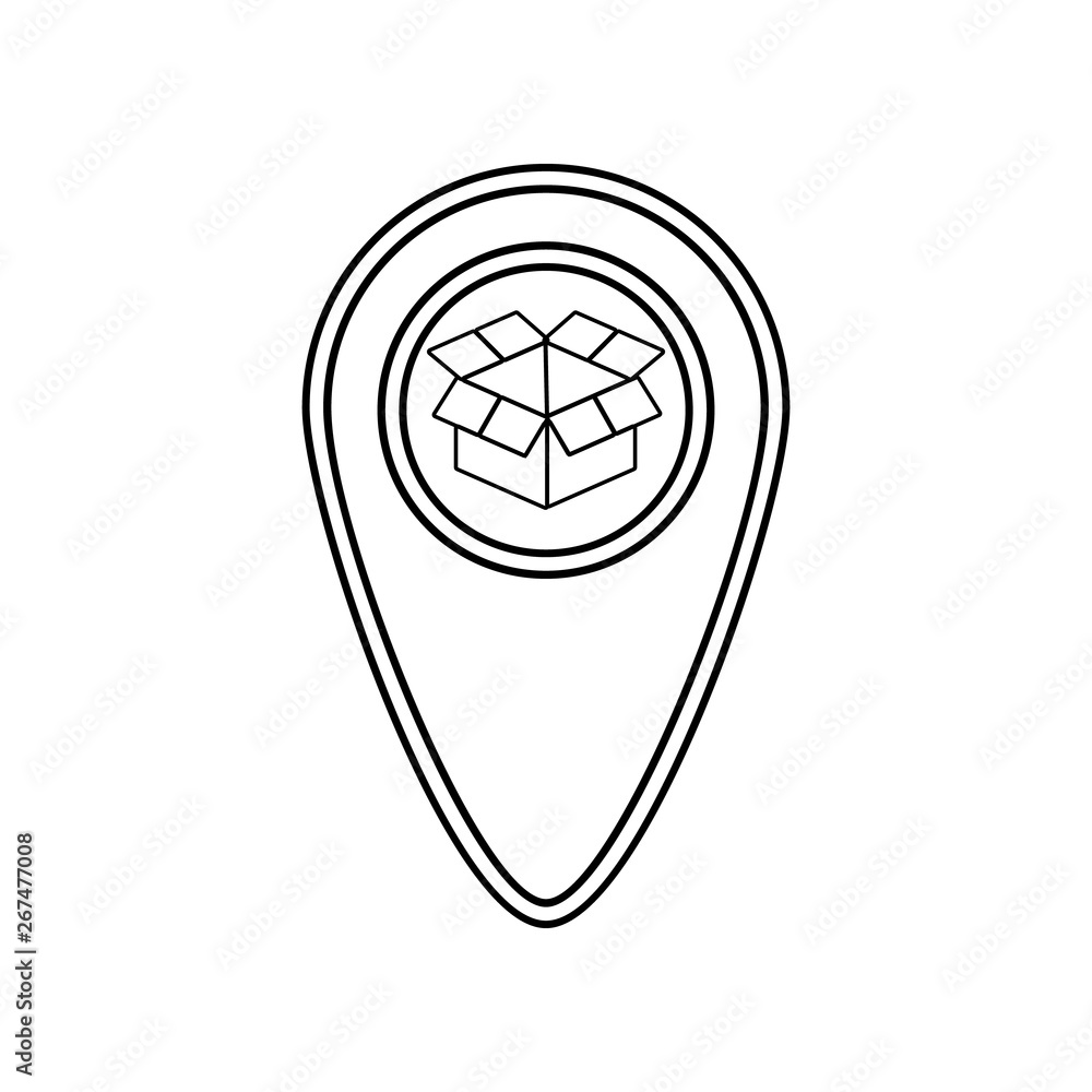 Poster open packing box on pin icon. element of logistic for mobile concept and web apps icon. outline, thi