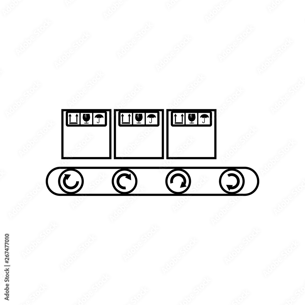 Poster packing boxes on the conveyer belt icon. element of logistic for mobile concept and web apps icon. o
