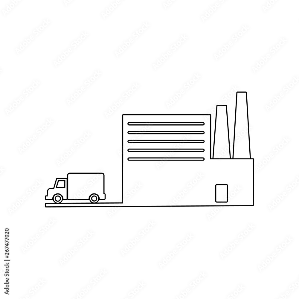 Poster the truck leaves the factory icon. element of logistic for mobile concept and web apps icon. outline