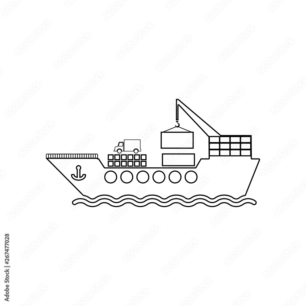 Poster cargo ship icon. element of logistic for mobile concept and web apps icon. outline, thin line icon f