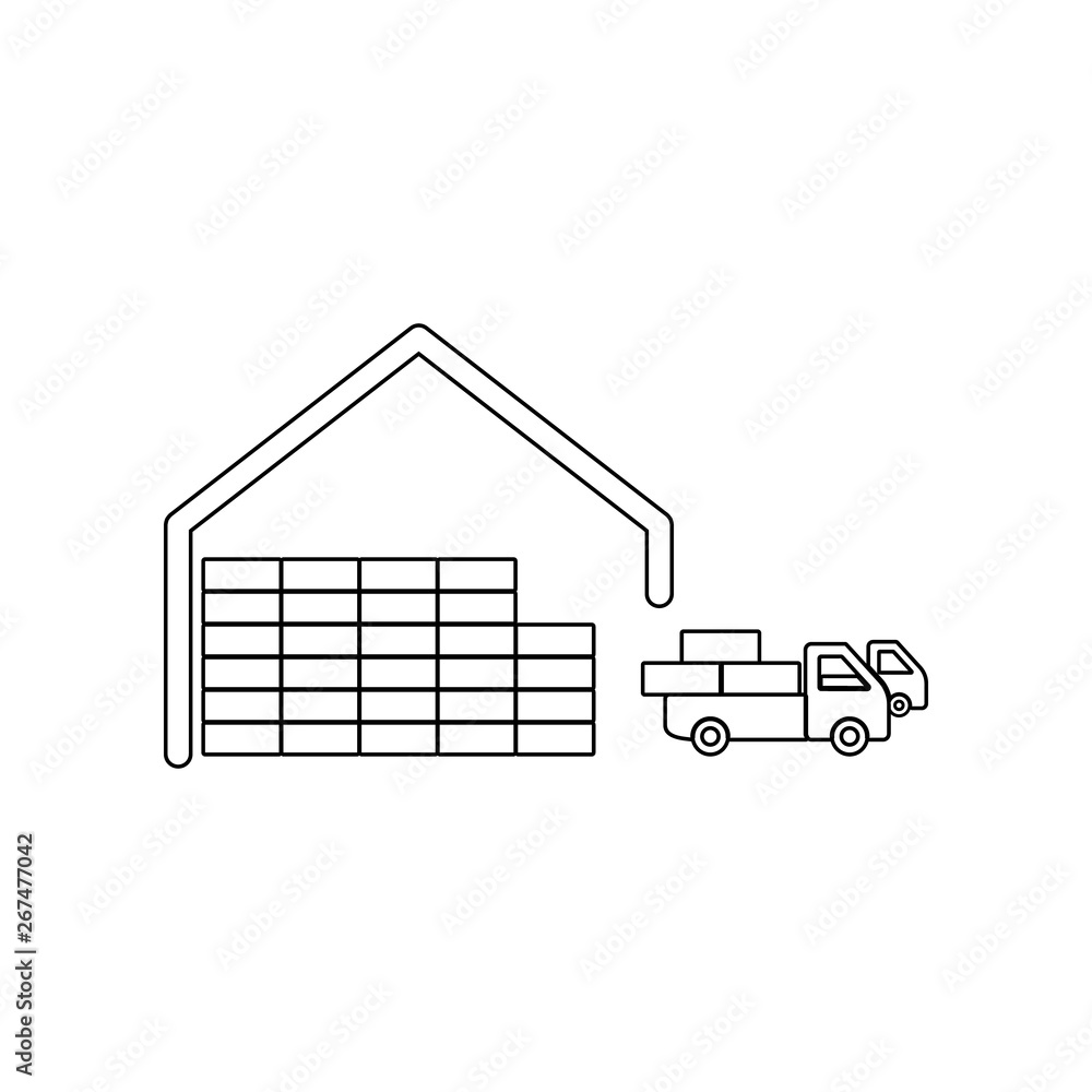 Poster departure of cars from a warehouse icon. element of logistic for mobile concept and web apps icon. o