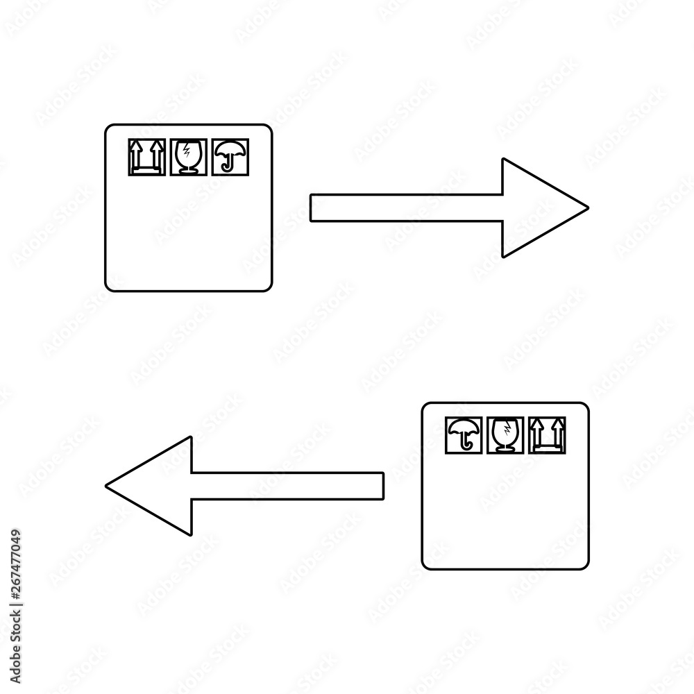 Poster direction arrows and packing boxes icon. element of logistic for mobile concept and web apps icon. o