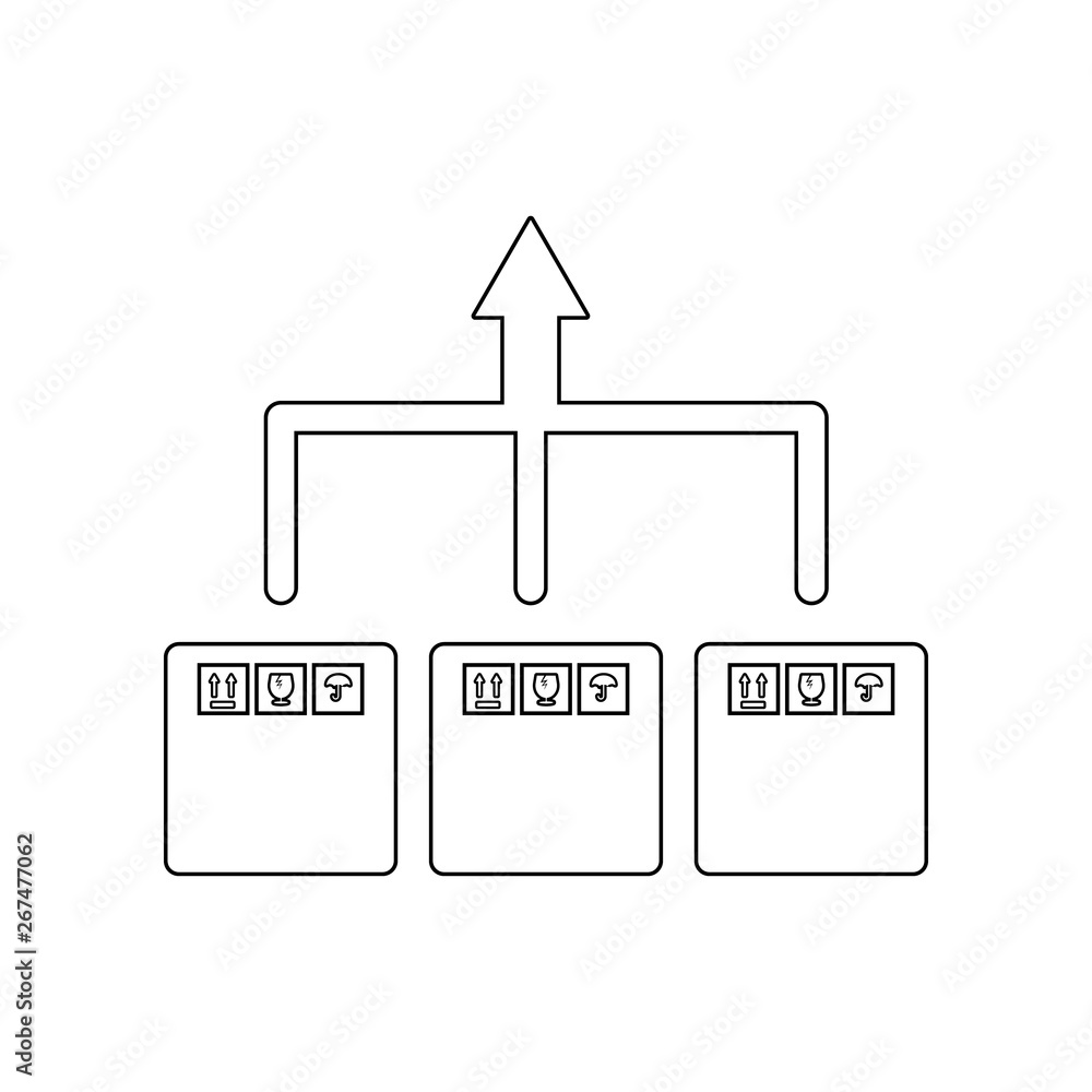 Poster arrow delivery of packing box icon. element of logistic for mobile concept and web apps icon. outlin