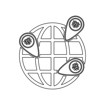 recommend clip art: globally the packing boxes in pin icon. Element of Logistic for mobile concept and web apps icon. Outline, thin line icon for website design and development, app development