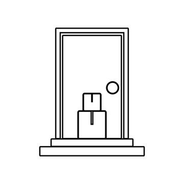 recommend clip art: packing box sending in front of the door icon. Element of Logistic for mobile concept and web apps icon. Outline, thin line icon for website design and development, app development