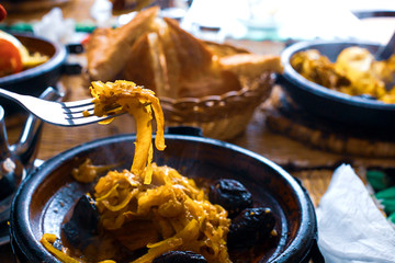tajine with meat plum almond and sesame seeds. Marocco © Natallia