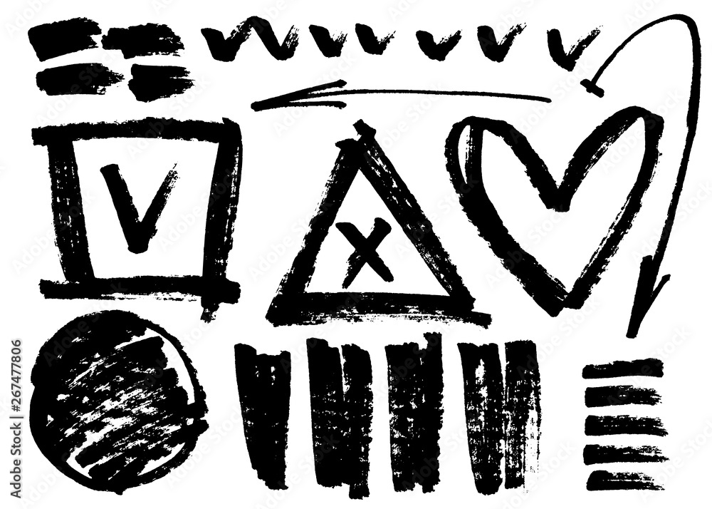 Aufkleber vector hand drawn design elements. marker drawn notes, signs and marks. set of artistic elements suc