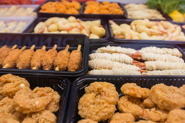 Fish food in a store in Brussels 