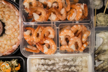 Fish food in a store in Brussels 