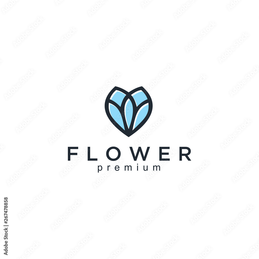 Aufkleber flower abstract logo design vector template linear style.