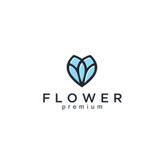 Flower abstract Logo design vector template Linear style.