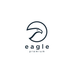 Eagle Logo design vector template negative space. Creative Wild Bird Falcon Hawk in circle Logotype concept icon.