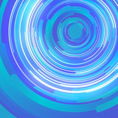 Abstract 3d rendering composition of blue colored circles. Computer generated geometric pattern
