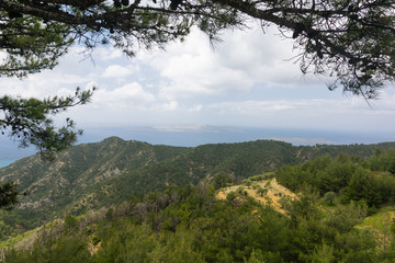 Fototapeta na wymiar Beautiful Landscape of mountains and valleys in Rhodes