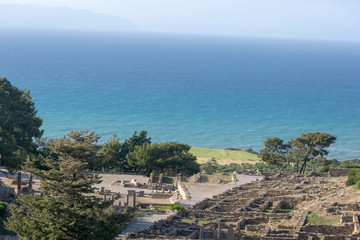 Fototapeta na wymiar Ruins of the ancient Acropolis of Kamiros on Rhodes.
