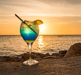 Blue Lagoon cocktail Views around the Caribbean Island of Curacao