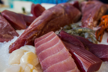 Fish food in a store in Brussels 