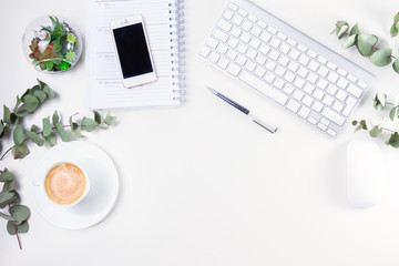 Flat lay home office workspace