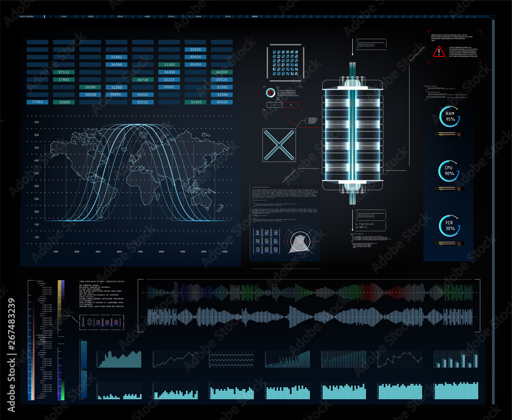 Poster hud ui app. futuristic user interface hud and infographic elements. abstract virtual graphic touch u