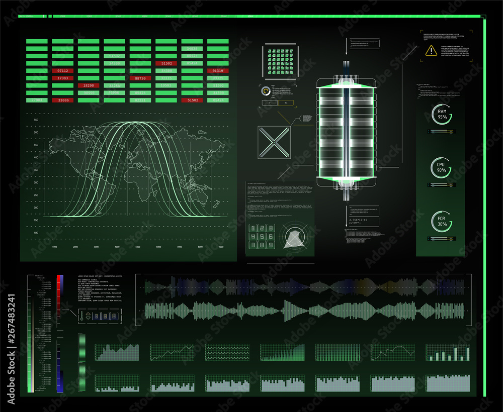 Poster hud ui app. futuristic user interface hud and infographic elements. abstract virtual graphic touch u