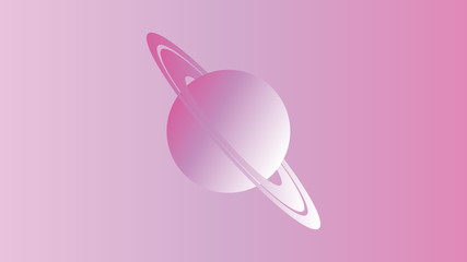   Saturn planet vector illustration o the pink sky background