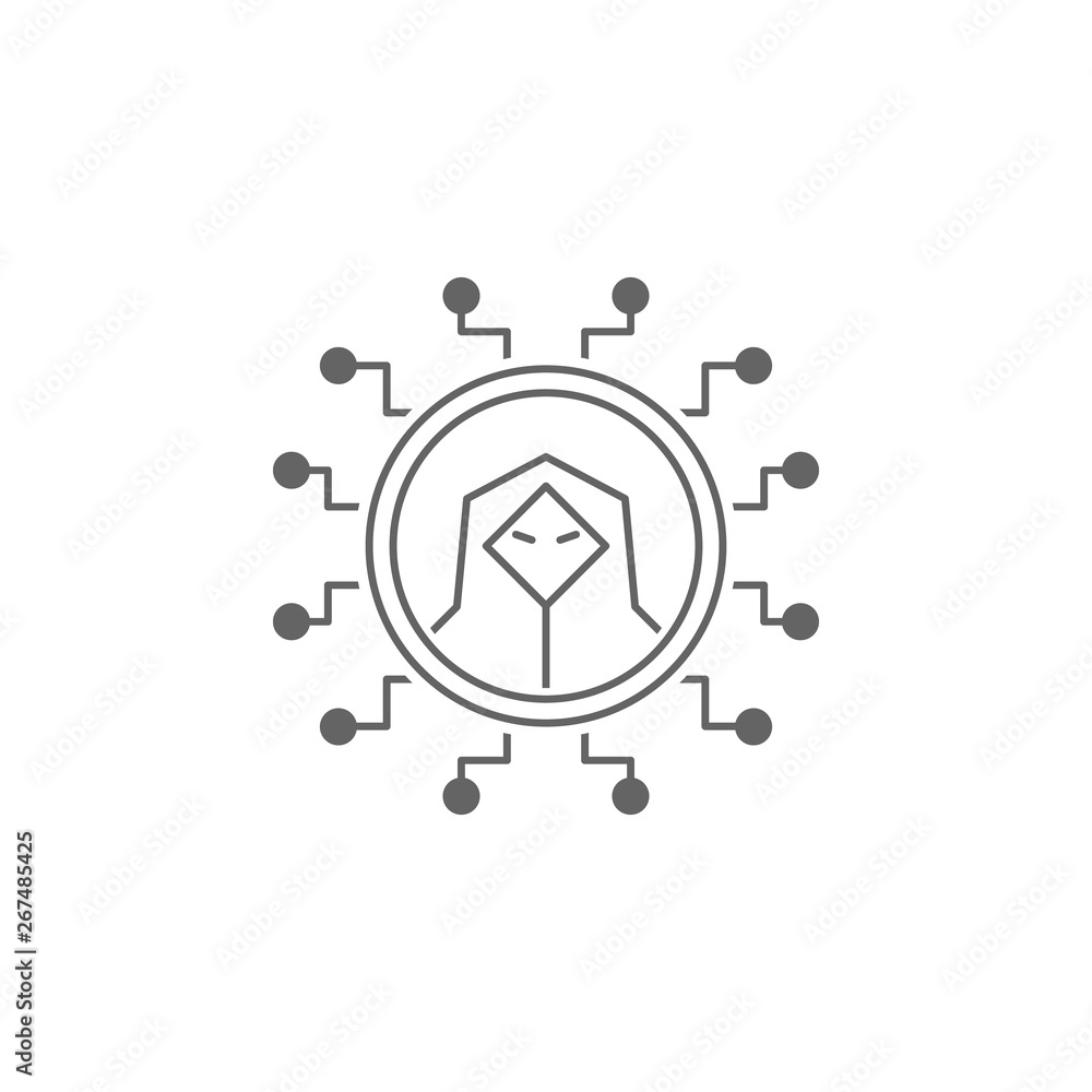 Poster digital business, virus, hacker icon. element of digital business icon. thin line icon for website d