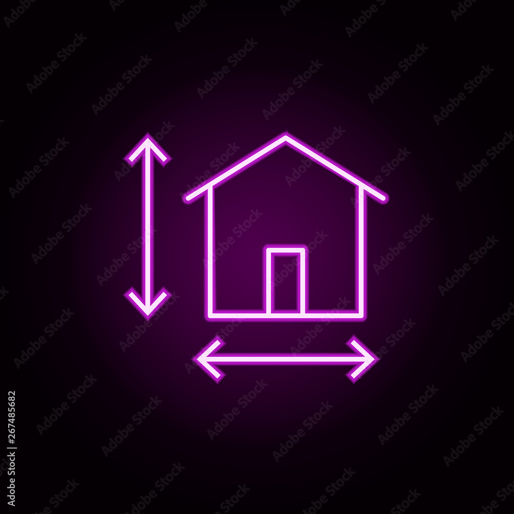 Poster house size neon icon. elements of architecture set. simple icon for websites, web design, mobile app