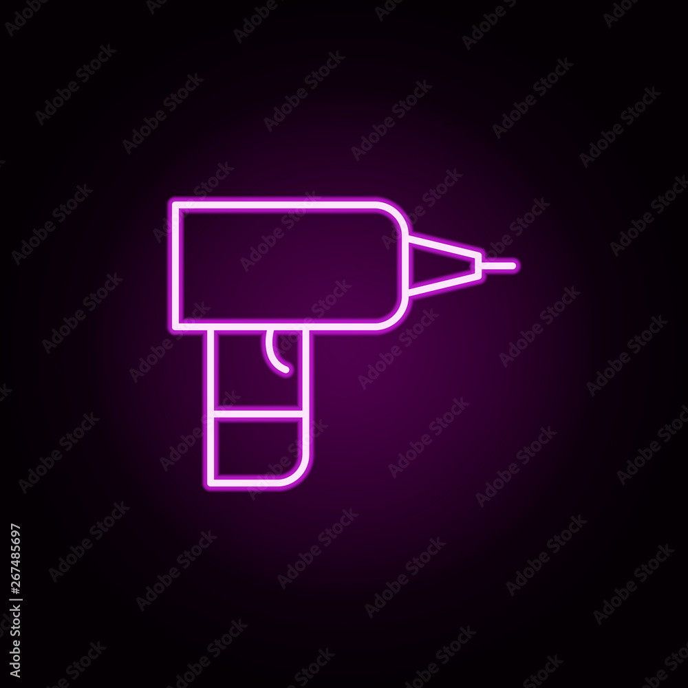 Poster drill neon icon. elements of architecture set. simple icon for websites, web design, mobile app, inf