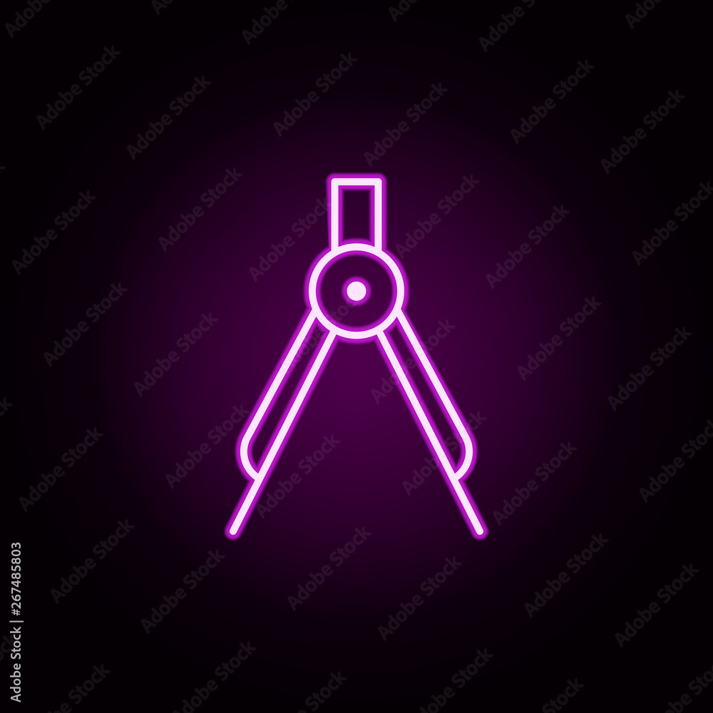 Poster compass neon icon. elements of architecture set. simple icon for websites, web design, mobile app, i