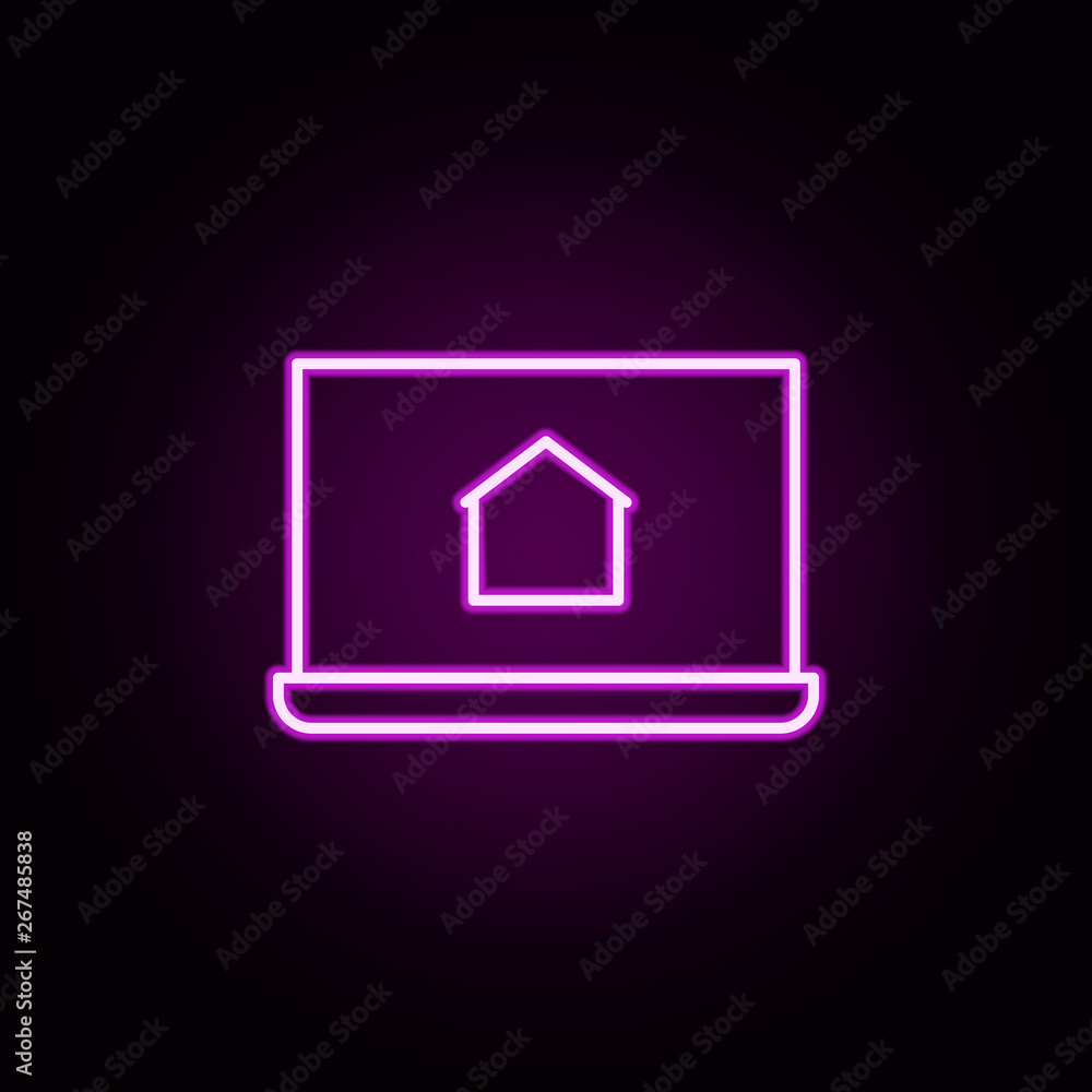 Poster buying house neon icon. elements of architecture set. simple icon for websites, web design, mobile a