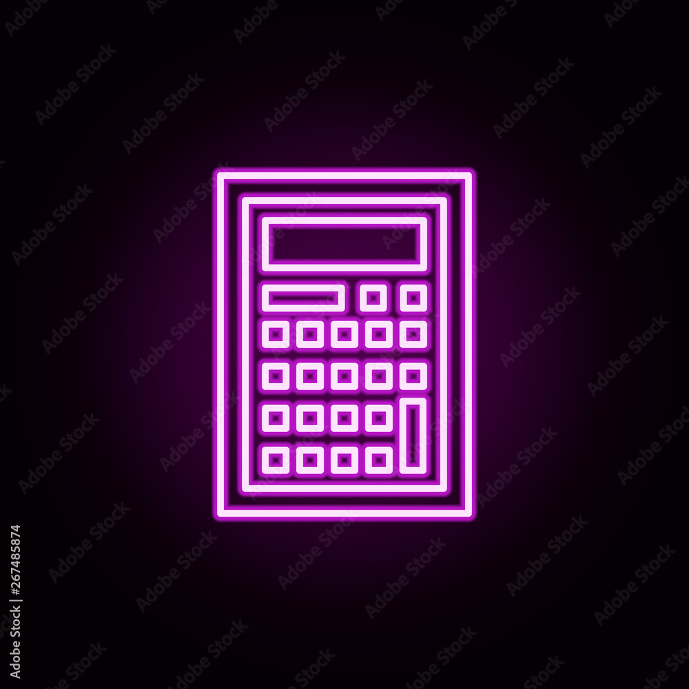 Poster calculator neon icon. elements of architecture set. simple icon for websites, web design, mobile app