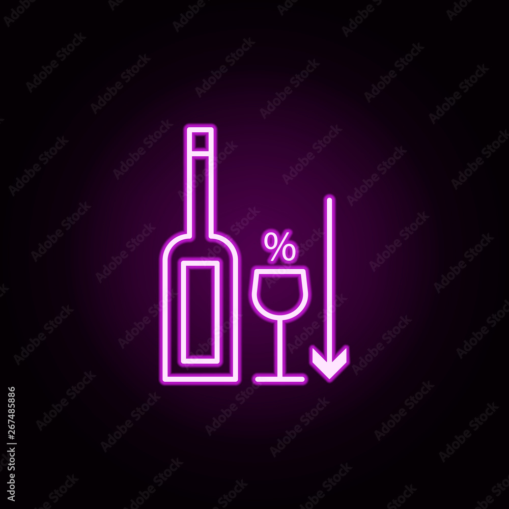 Poster low percentage neon icon. elements of arrow and object set. simple icon for websites, web design, mo