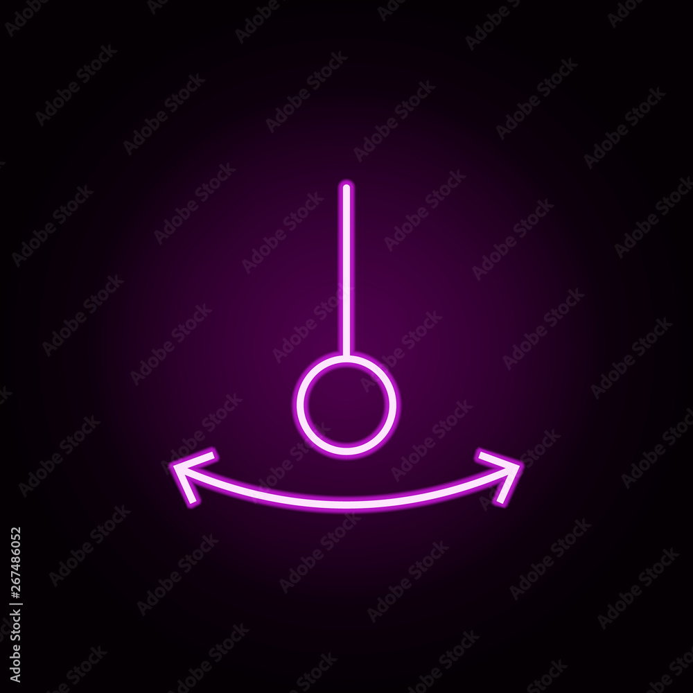 Poster pendulum neon icon. elements of arrow and object set. simple icon for websites, web design, mobile a