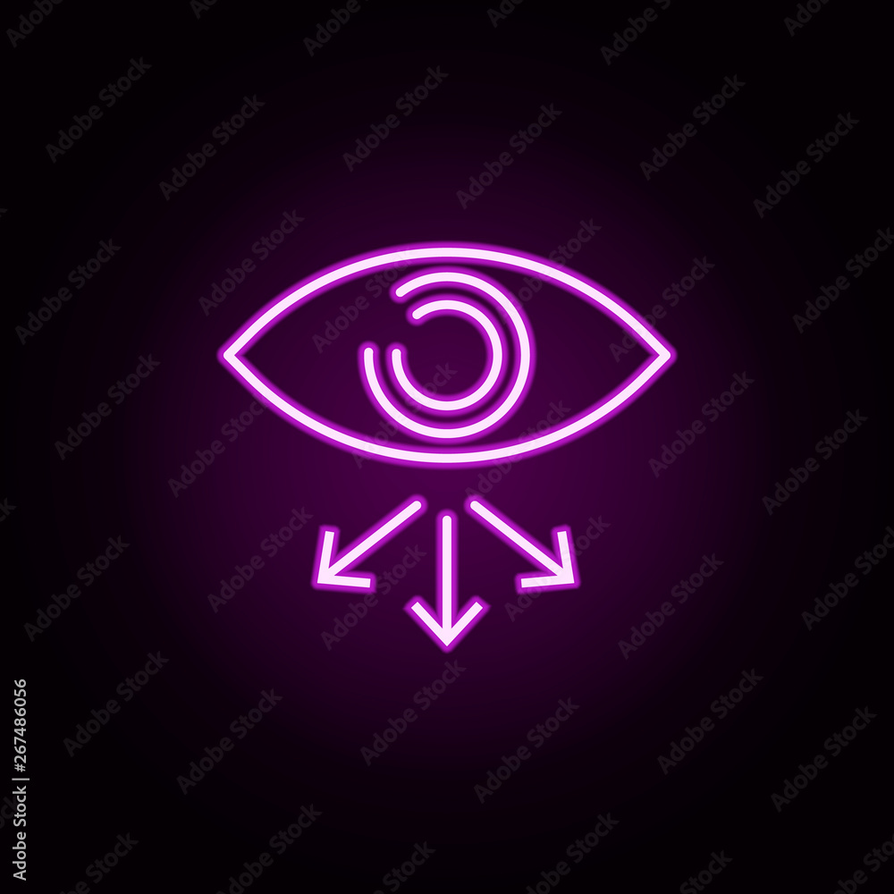 Poster eye look round neon icon. elements of arrow and object set. simple icon for websites, web design, mo