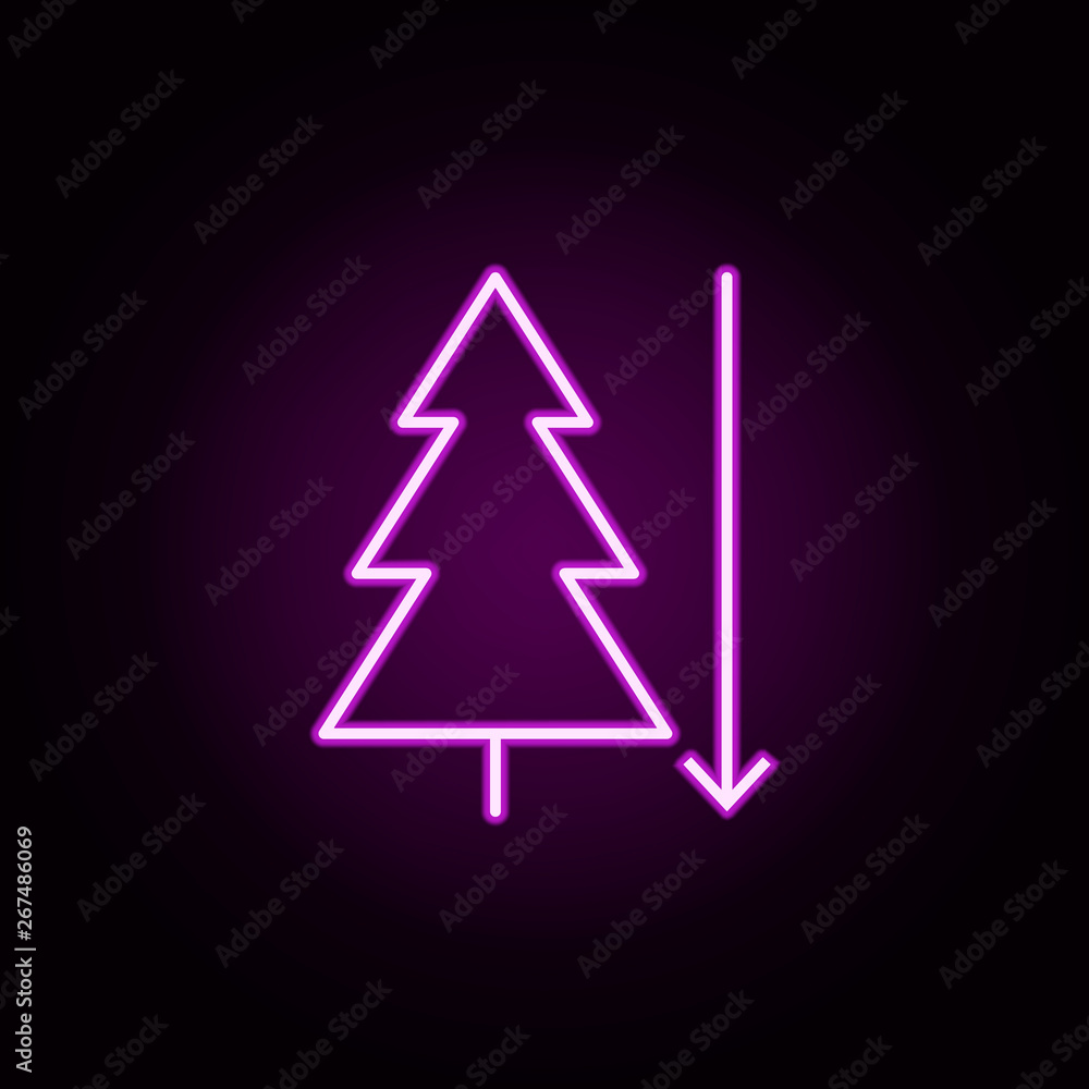 Poster afforestation fall neon icon. elements of arrow and object set. simple icon for websites, web design
